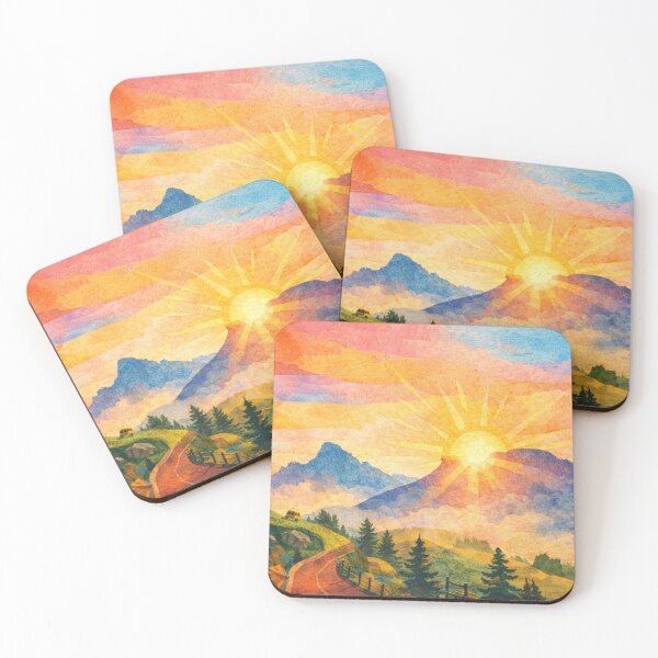 Item preview, Humbling Sunrise over Swiss Alps Panorama, Mixed Media Digital Collage designed and sold by SWSandraWechner.