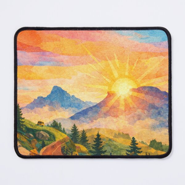 Item preview, Humbling Sunrise over Swiss Alps Panorama, Mixed Media Digital Collage designed and sold by SWSandraWechner.