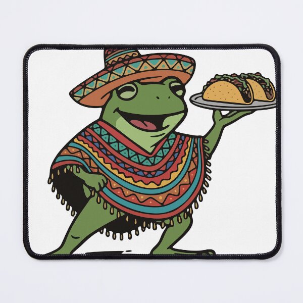 Item preview, Mexican Taco Frog in Sombrero and Poncho Illustration designed and sold by Floomart.