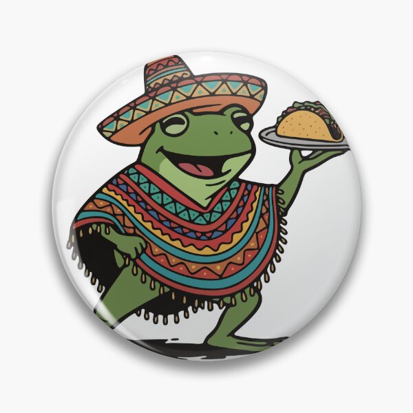 Item preview, Mexican Taco Frog in Sombrero and Poncho Illustration designed and sold by Floomart.