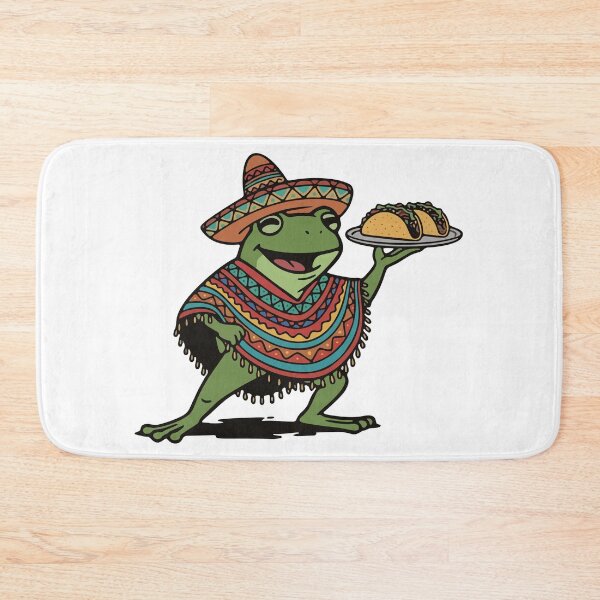 Item preview, Mexican Taco Frog in Sombrero and Poncho Illustration designed and sold by Floomart.