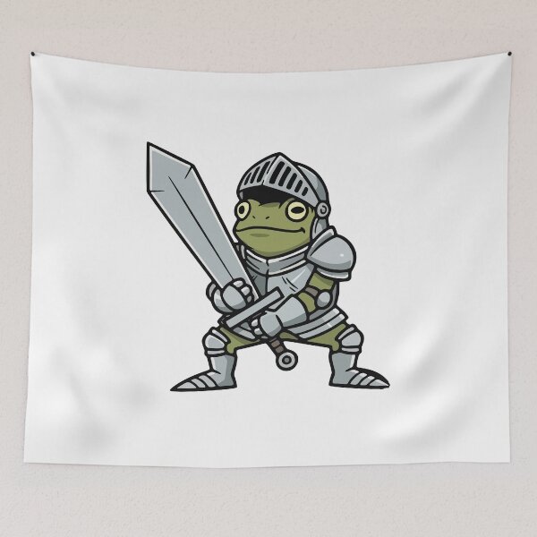 Item preview, Medieval Knight Frog with Sword and Armor Illustration designed and sold by Floomart.