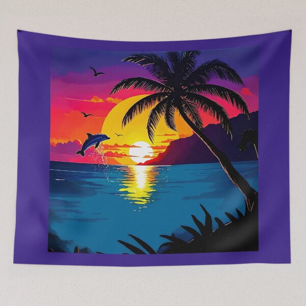Item preview, Dolphin in the palm sunset designed and sold by Creative Visualize.
