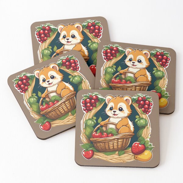Item preview, Cute Cartoon Squirrel in Overflowing Fruit Basket designed and sold by CASASIS_MERCH.