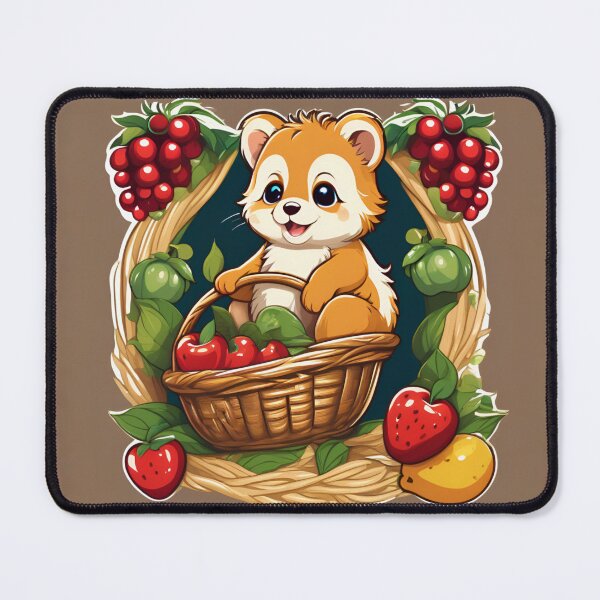 Item preview, Cute Cartoon Squirrel in Overflowing Fruit Basket designed and sold by CASASIS_MERCH.