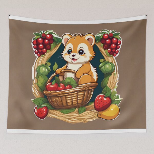Item preview, Cute Cartoon Squirrel in Overflowing Fruit Basket designed and sold by CASASIS_MERCH.