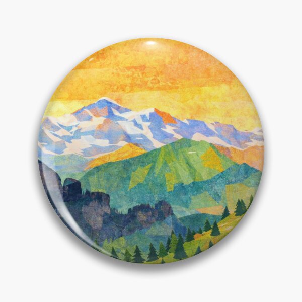 Item preview, Pastel Mountain Range framing a Green Valley, Mixed Media Digital Collage designed and sold by SWSandraWechner.