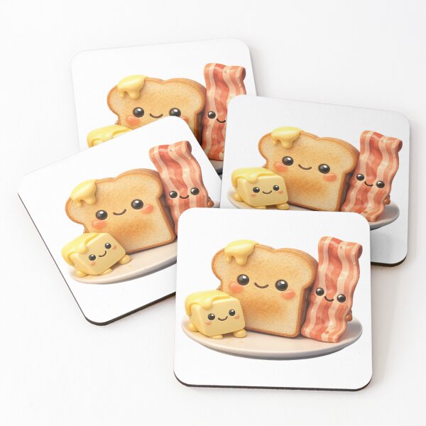 Item preview, Cute Bacon Toast 3D Sticker - Smiling Butter Toast Funny Breakfast Food Kawaii Toast Design designed and sold by FluffiPopo.
