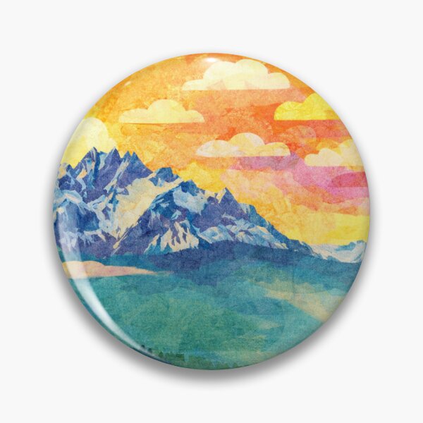 Item preview, Mount Pilatus rising from the Fog, Colorful Alps Panorama, Mixed Media Digital Collage designed and sold by SWSandraWechner.