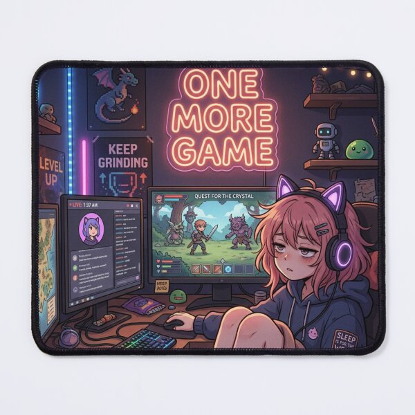 Item preview, One More Game – Late Night Gamer Girl designed and sold by DeV11.