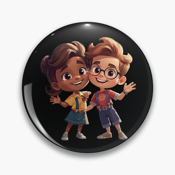 Item preview, Adorable 3D Cartoon Boy and Girl Smiling designed and sold by Creatby7030.