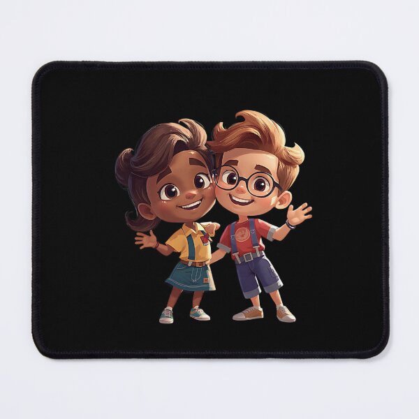 Item preview, Adorable 3D Cartoon Boy and Girl Smiling designed and sold by Creatby7030.