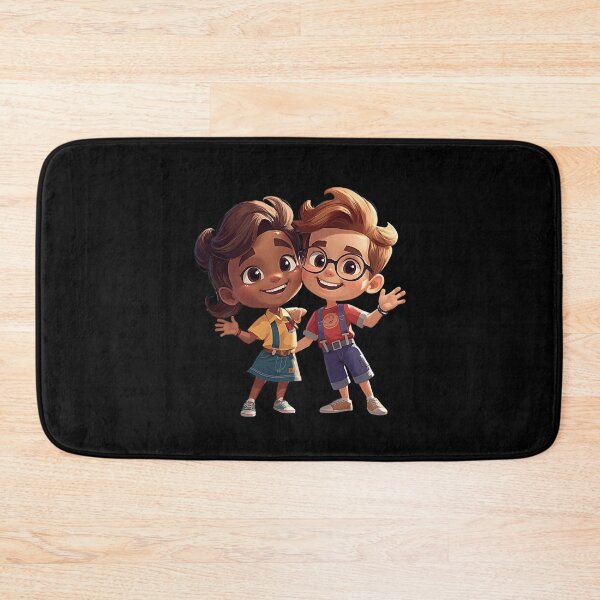 Item preview, Adorable 3D Cartoon Boy and Girl Smiling designed and sold by Creatby7030.
