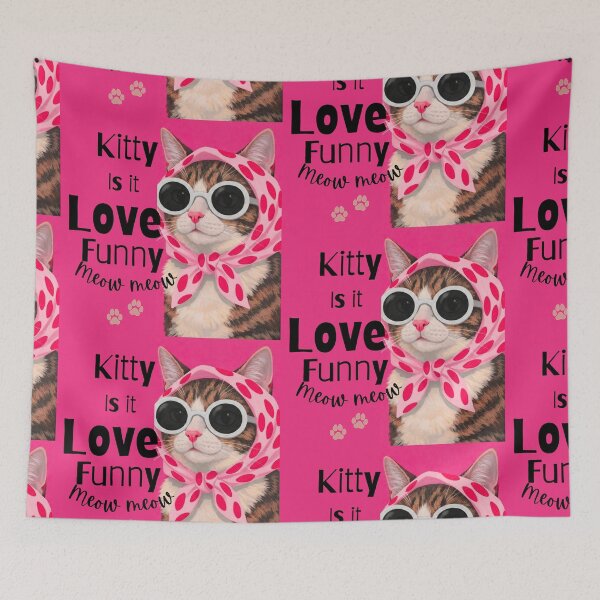 Item preview, Funny Retro Cat with Sunglasses & Pink Headscarf designed and sold by crystalar95.
