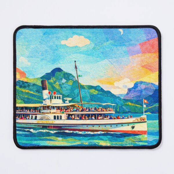 Item preview, Historic Steamship on Lake Lucerne, Mixed Media Digital Collage designed and sold by SWSandraWechner.
