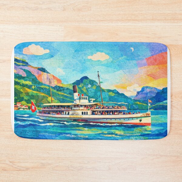 Item preview, Historic Steamship on Lake Lucerne, Mixed Media Digital Collage designed and sold by SWSandraWechner.