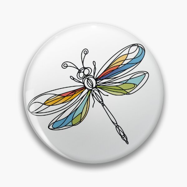 Item preview, Colorful Dragonfly Line Art – Stained Glass Style Illustration designed and sold by SoulTreasures.