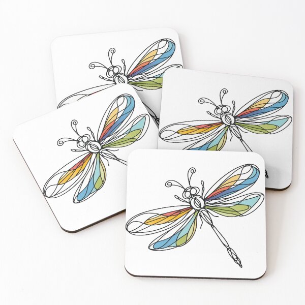 Item preview, Colorful Dragonfly Line Art – Stained Glass Style Illustration designed and sold by SoulTreasures.