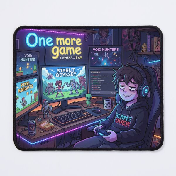 Item preview, One More Game I Swear – Late Night Gamer Boy designed and sold by DeV11.