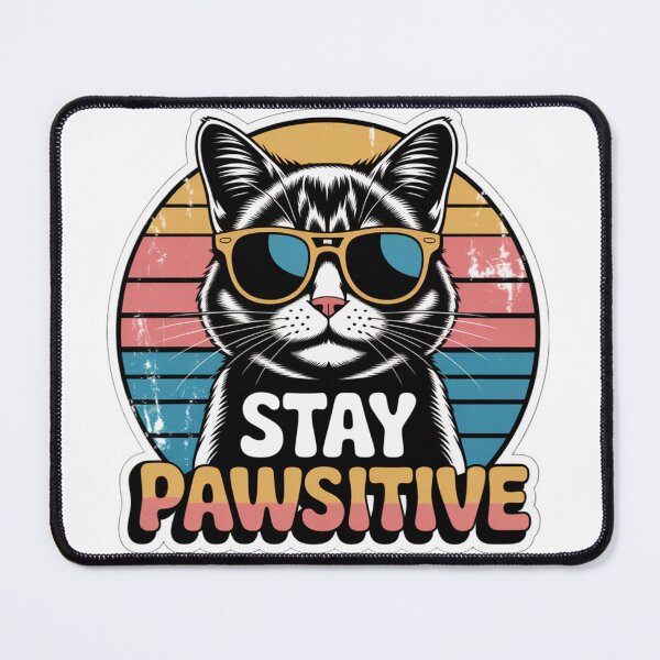 Item preview, Vintage Cat With Sunglasses - Stay Pawsitive Retro sticker designed and sold by FluffiPopo.