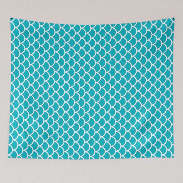 Item preview, Cyan And White Fish Scales Pattern designed and sold by pattern-archive.