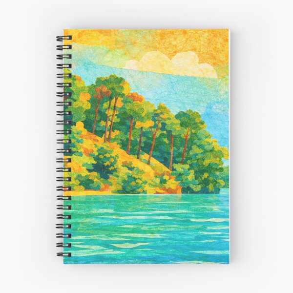 Item preview, Turquoise Lake seamed by Lush Green Forest, Mixed Media Digital Collage designed and sold by SWSandraWechner.