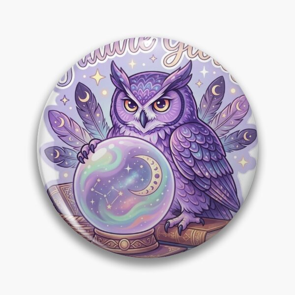 Item preview, Future Glows Wise Owl Sticker – Mystical Crystal Ball & Moon Phases Art designed and sold by Vibe Glue.