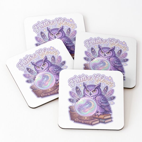 Item preview, Future Glows Wise Owl Sticker – Mystical Crystal Ball & Moon Phases Art designed and sold by Vibe Glue.