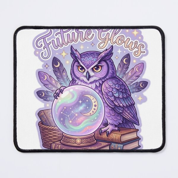 Item preview, Future Glows Wise Owl Sticker – Mystical Crystal Ball & Moon Phases Art designed and sold by Vibe Glue.