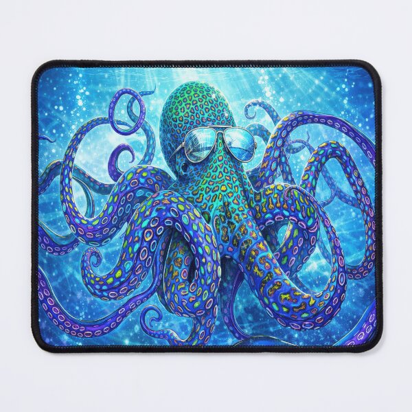 Item preview, Cool Octopus with Sunglasses – Psychedelic Neon Ocean Art designed and sold by artistwill.