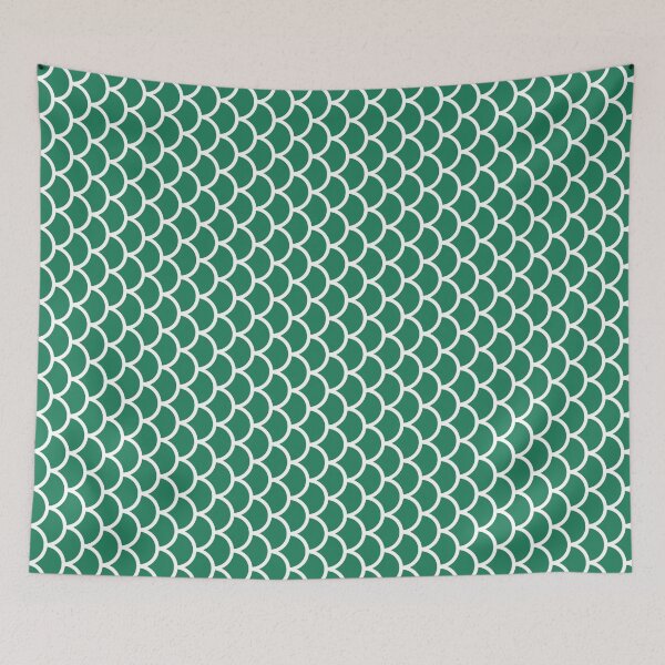 Item preview, Green And White Fish Scales Pattern designed and sold by pattern-archive.