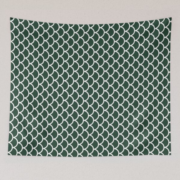 Item preview, Forest Green And White Fish Scales Pattern designed and sold by pattern-archive.