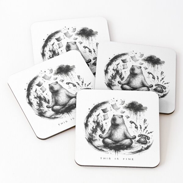Item preview, Etched Capybara - Meditating In Chaos - "This Is FINE" designed and sold by AndGug.