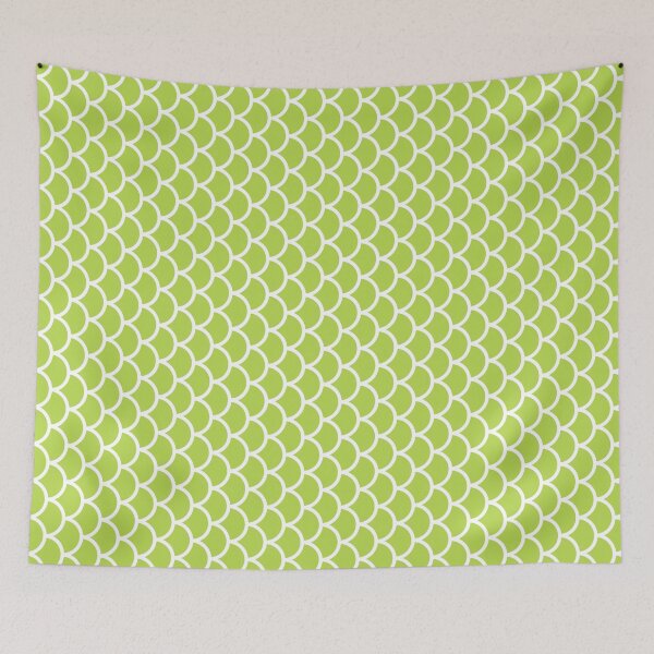 Item preview, Lime And White Fish Scales Pattern designed and sold by pattern-archive.