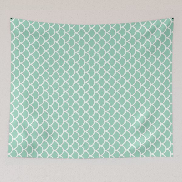Item preview, Mint And White Fish Scales Pattern designed and sold by pattern-archive.