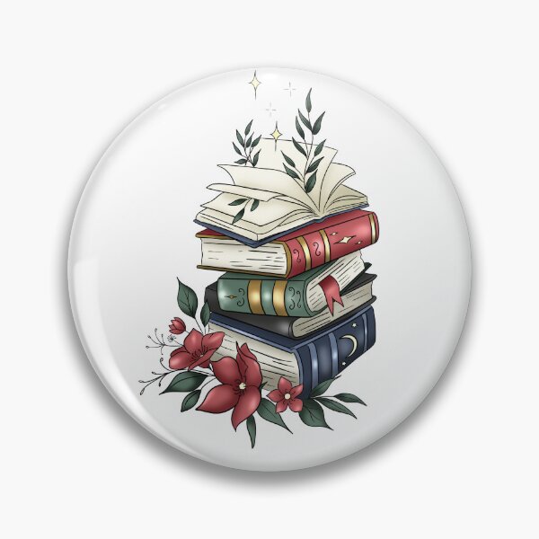 Item preview, Book pile with thick books and flowers  designed and sold by RavenAMarie .
