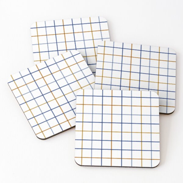 Item preview, Blue and Mustard Plaid - Hand Drawn Rustic Windowpane Check Pattern designed and sold by Live-Created.
