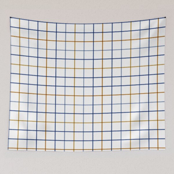 Item preview, Blue and Mustard Plaid - Hand Drawn Rustic Windowpane Check Pattern designed and sold by Live-Created.