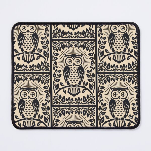 Artikelvorschau, Vintage Mystic Owl Botanical Border Woodcut Art entworfen und verkauft von Cipher & Soul.