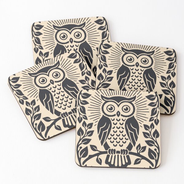 Artikelvorschau, Vintage Mystic Owl Botanical Border Woodcut Art entworfen und verkauft von Cipher & Soul.