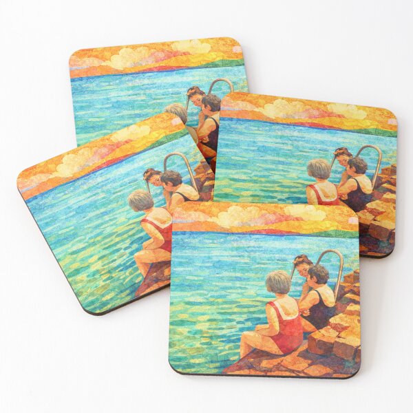 Item preview, Simple Pleasures, Summer Lake Swim, Mixed Media Digital Collage designed and sold by SWSandraWechner.