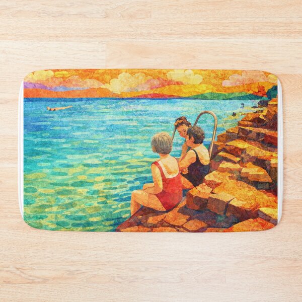 Item preview, Simple Pleasures, Summer Lake Swim, Mixed Media Digital Collage designed and sold by SWSandraWechner.