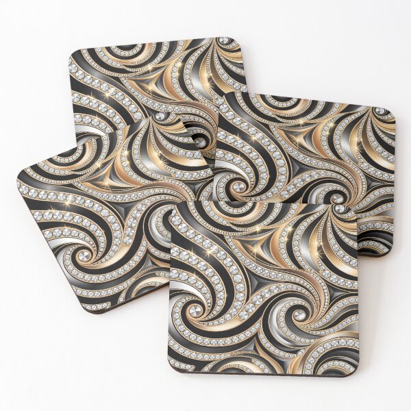 Item preview, Modern Abstract Art Deco Black and Gold Swirl Pattern designed and sold by LEILA ART SPACE.
