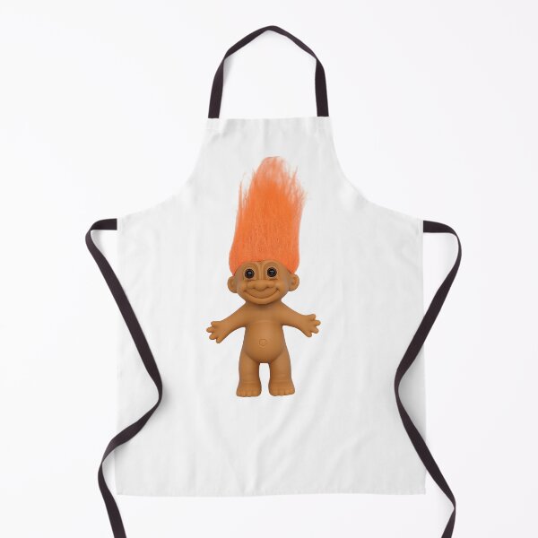 Item preview, Classic vintage troll doll with bright orange hair and a cheerful expression, isolated on a clean transparent background. designed and sold by PIXEL POP DESIGNS - Beyond the Norm!.