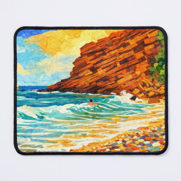 Item preview, Coastal Cliff framed by ocean waves, Mixed Media Digital Collage designed and sold by SWSandraWechner.