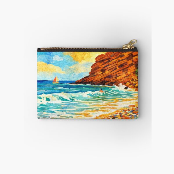Item preview, Coastal Cliff framed by ocean waves, Mixed Media Digital Collage designed and sold by SWSandraWechner.