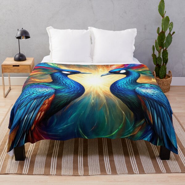 Item preview, Twin Phoenix Peacocks - Vibrant Spiritual Cosmic Bird Art designed and sold by TS68.