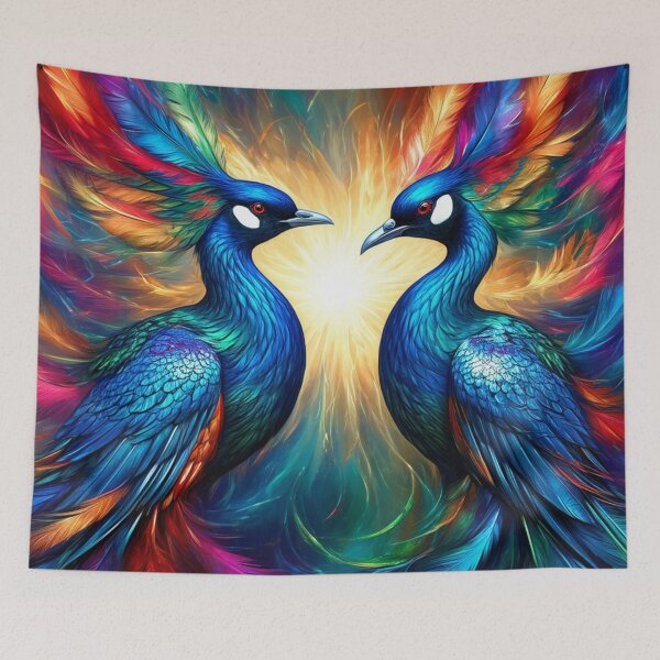 Item preview, Twin Phoenix Peacocks - Vibrant Spiritual Cosmic Bird Art designed and sold by TS68.