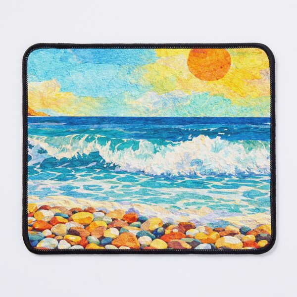 Item preview, Sunny ocean waves and rocky beach, Mixed Media Digital Collage designed and sold by SWSandraWechner.