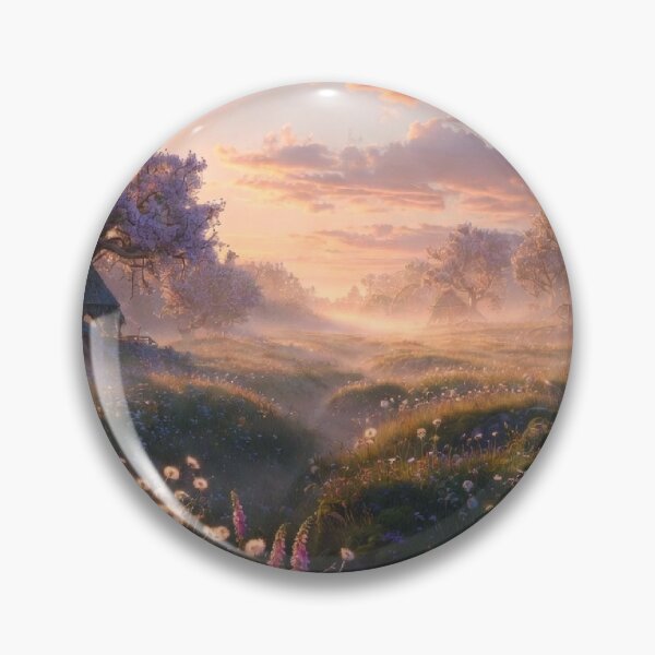 Item preview, Golden Hour Misty Meadow | Dreamy Wildflower Fantasy Landscape designed and sold by Joammiyon.